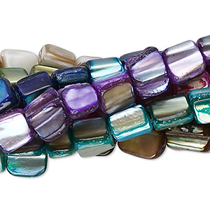 Bead mix, mother-of-pearl shell (natural / dyed), multicolored, mini to medium nugget, Mohs hardness 3-1/2. Sold per pkg of (8) 15-1/2&quot; to 16&quot; strands.