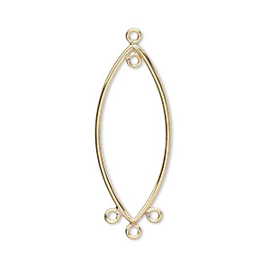 Drop, 14Kt gold-filled, 29x12mm oval with 4 loops. Sold per pkg of 2.