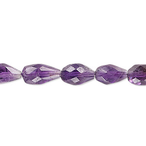 Bead, amethyst (natural), 8x5mm-12x7mm hand-cut faceted teardrop, C grade, Mohs hardness 7. Sold per 15-1/2&quot; to 16&quot; strand.