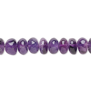 Bead, amethyst (natural), medium to dark, 7x5mm-10x8mm hand-cut rondelle, C grade, Mohs hardness 7. Sold per 15-1/2&quot; to 16&quot; strand.