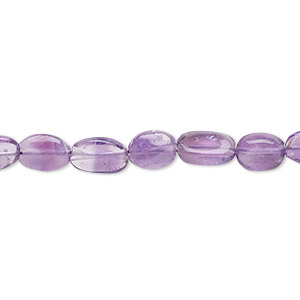 Bead, amethyst (natural), 7x5mm-12x8mm hand-cut flat oval, C grade, Mohs hardness 7. Sold per 15-1/2&quot; to 16&quot; strand.