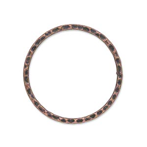 Focal, antique copper-plated steel, 30mm double-sided hammered flat open round. Sold per pkg of 10.