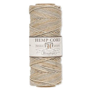 Cord, Hemptique&reg;, polished hemp, variegated sandalwood, 1mm diameter, 20-pound test. Sold per 205-foot spool.