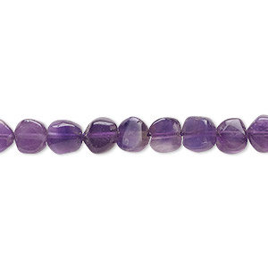 Bead, amethyst (natural), 6-7mm hand-cut flat round, C grade, Mohs hardness 7. Sold per 15-1/2&quot; to 16&quot; strand.