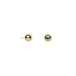 Bead, electroplated Hemalyke&#153; (man-made), gold, 4mm half-drilled round with 0.9mm hole. Sold per pkg of 4.