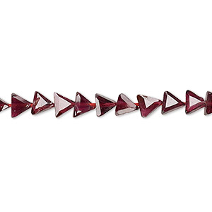 Bead, garnet (dyed), 7x6x6mm faceted flat triangle, B grade, Mohs hardness 7 to 7-1/2. Sold per 16-inch strand.