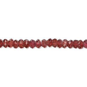 Bead, garnet (dyed), 5x3mm hand-cut faceted rondelle, B grade, Mohs hardness 7 to 7-1/2. Sold per 15-1/2&quot; to 16&quot; strand.