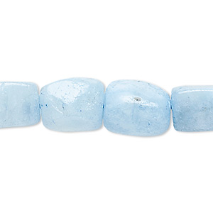 Bead, blue aquamarine (heated), small to medium tumbled nugget, Mohs hardness 7-1/2 to 8. Sold per 15-1/2&quot; to 16&quot; strand.