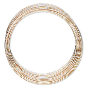 Memory wire, Beadalon&reg;, rose gold-plated carbon steel, 2.25-2.63 inches, 0.6mm thick. Sold per 0.5-ounce pkg, approximately 30 loops.
