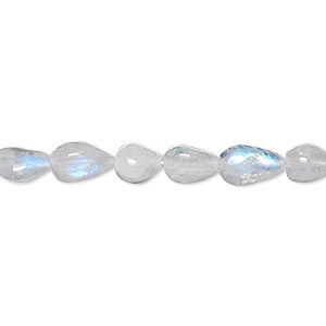 Bead, rainbow moonstone (natural), 8x4mm-10x5mm hand-cut teardrop, C grade, Mohs hardness 6 to 6-1/2. Sold per 15-1/2&quot; to 16&quot; strand.