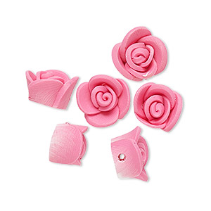 10 pcs polymer clay flower bead Pink gold roses ready to ship