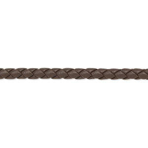 Bolo cord, leatherette, matte brown, 3mm braided round. Sold per 5-yard section.