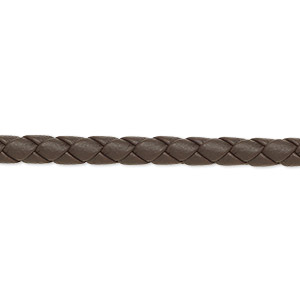 Bolo cord, leatherette, matte brown, 4mm braided round. Sold per 5-yard section.