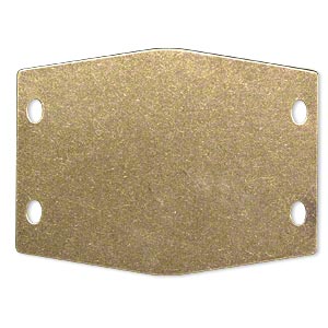 Drop, brass, 29x20mm double-sided blank dog tag, 26 gauge. Sold per pkg of  4. - Fire Mountain Gems and Beads