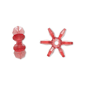 Bead, acrylic, transparent red. 14x5mm paddle wheel. Sold per pkg of 500.