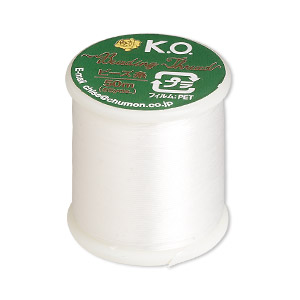 Thread, K.O., waxed nylon, ivory, 0.15mm diameter. Sold per 55-yard spool.  - Fire Mountain Gems and Beads