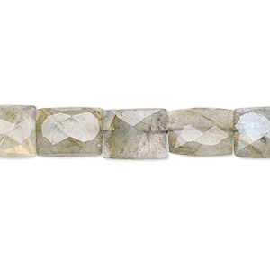 Bead, labradorite (natural), 9x7mm faceted flat rectangle, C grade, Mohs hardness 6 to 6-1/2. Sold per 15-1/2&quot; to 16&quot; strand.
