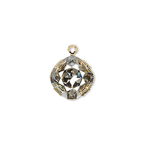 Drop, crystal and gold-plated brass, Crystal Passions&reg;, crystal silver shade, 13mm diamond (18704). Sold individually.