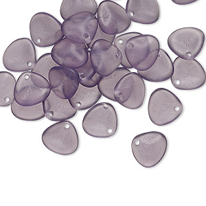 Drop, Preciosa, Czech pressed glass, frosted translucent purple, 8x7mm triangular teardrop. Sold per pkg of 30.