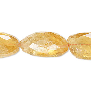 Bead, citrine (dyed / heated), small to large hand-faceted nugget, Mohs hardness 7. Sold per 15-1/2&quot; to 16&quot; strand.