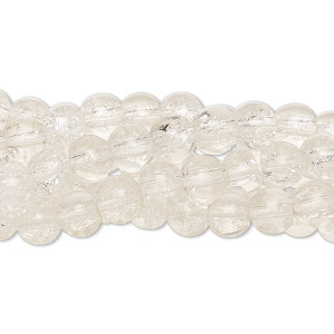 Bead, Crackle Glass Clear 11-12mm Round with 1-1.8mm Hole 1 Strand(36) *