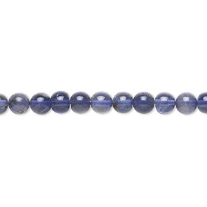 Bead, iolite (dyed), 5mm hand-cut round, B- grade, Mohs hardness 7 to 7-1/2. Sold per 15-1/2&quot; to 16&quot; strand.