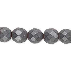 Bead, Hemalyke&#153;, matte grey, 10mm faceted round. Sold per 15-1/2&quot; to 16&quot; strand.
