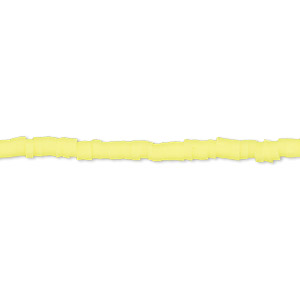 Bead, polymer clay, opaque bright yellow, 3x1mm heishi. Sold per pkg of (2) 15-1/2&quot; to 16&quot; strands.