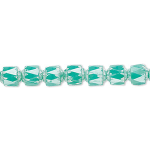 Bead, Czech glass, opaque turquoise blue and white, 6mm round cathedral. Sold per 15-1/2&quot; to 16&quot; strand.