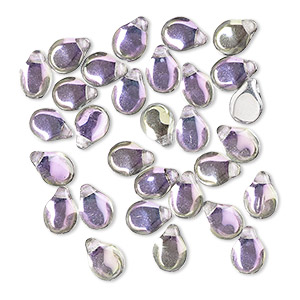 Bead, Preciosa Pip&#153;, Czech pressed glass, translucent half-coated silver icy lavender, 7x5mm top-drilled pip. Sold per pkg of 30.