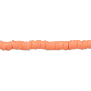 Bead, polymer clay, opaque orange, 4x1mm heishi. Sold per pkg of (2) 15-1/2&quot; to 16&quot; strands.