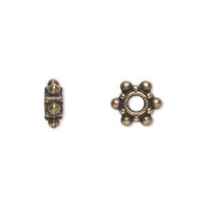 Bead, antique brass-plated &quot;pewter&quot; (zinc-based alloy), 8x4mm rondelle. Sold per pkg of 100.