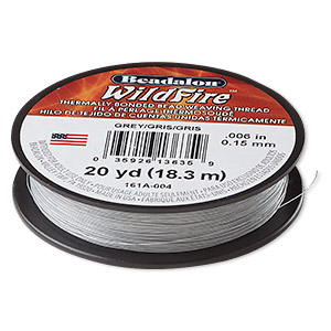 Thread, Beadalon&reg; WildFire&#153;, polyester and plastic, grey, 0.15mm with bonded coating, 10-pound test. Sold per 20-yard spool.