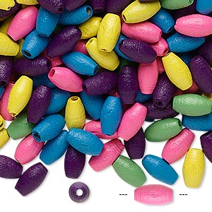 Bead mix, painted wood, mixed colors, 8x4mm oval. Sold per 90-gram pkg, approximately 1,600 beads.