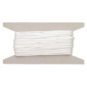 Cord, nylon, white, 2mm round. Sold per 25-foot card. - Fire Mountain Gems  and Beads