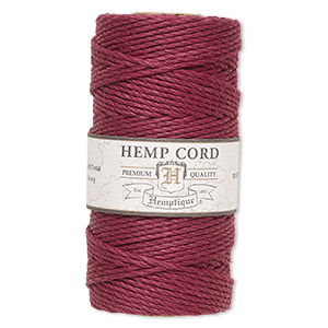 Cord, Hemptique&reg;, polished hemp, burgundy, 1.8mm diameter, 48-pound test. Sold per 205-foot spool.