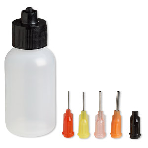 Squeeze dispenser, plastic and stainless steel, 1-ounce bottle with (4) 17x7.5mm 15-24 gauge tips. Sold per 7-piece set.