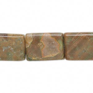 Bead, rhyolite (natural), 18x13mm flat rectangle, B+ grade, Mohs hardness 6 to 6-1/2. Sold per 15&quot; to 16&quot; strand.