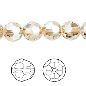 Bead, Crystal Passions&reg;, crystal golden shadow, 10mm faceted round (5000). Sold per pkg of 24.