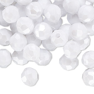 20mm White AB opaque faceted acrylic beads