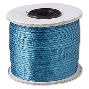 Cord, Satinique&#153;, satin, teal, 1mm. Sold per 200-foot spool.