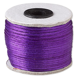 Cord, Satinique&#153;, satin, purple, 1mm. Sold per 200-foot spool.