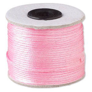 Cord, Satinique&#153;, satin, light pink, 1mm. Sold per 200-foot spool.
