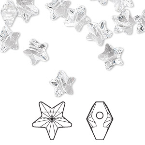 Bead, Crystal Passions&reg;, crystal clear, 8mm faceted star (5714). Sold per pkg of 8.