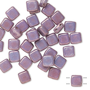 teller Ochtend vertraging Bead, Preciosa, Czech pressed glass, opaque lilac luster, 6x6mm flat square  with (2) 0.7mm holes. Sold per pkg of 40. - Fire Mountain Gems and Beads