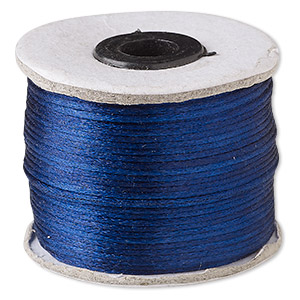 Cord, Satinique&#153;, satin, navy blue, 1mm. Sold per 200-foot spool.