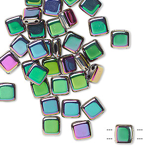 Iridescent Purple Metallic Green 12 pcs Czech Spike Beads 15x6mm