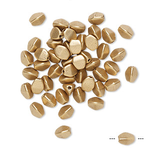 Bead, Preciosa, Czech pressed glass, opaque satin gold, 5x4mm buckwheat. Sold per pkg of 50.