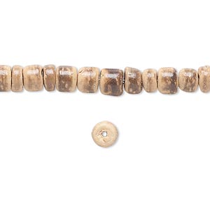 Bead, coconut palm wood (coated), light and dark brown, 5x3mm rondelle. Sold per pkg of (4) 15-1/2&quot; to 16&quot; strands.