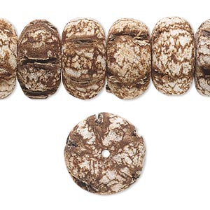 Bead, mahogany tree seed (coated), 20x10mm rondelle. Sold per 15-1/2&quot; to 16&quot; strand.